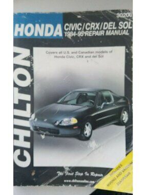 Book  1984 - 99  Chilton's Honda Civic CRX Del Sol  Repair manual #30200 Car